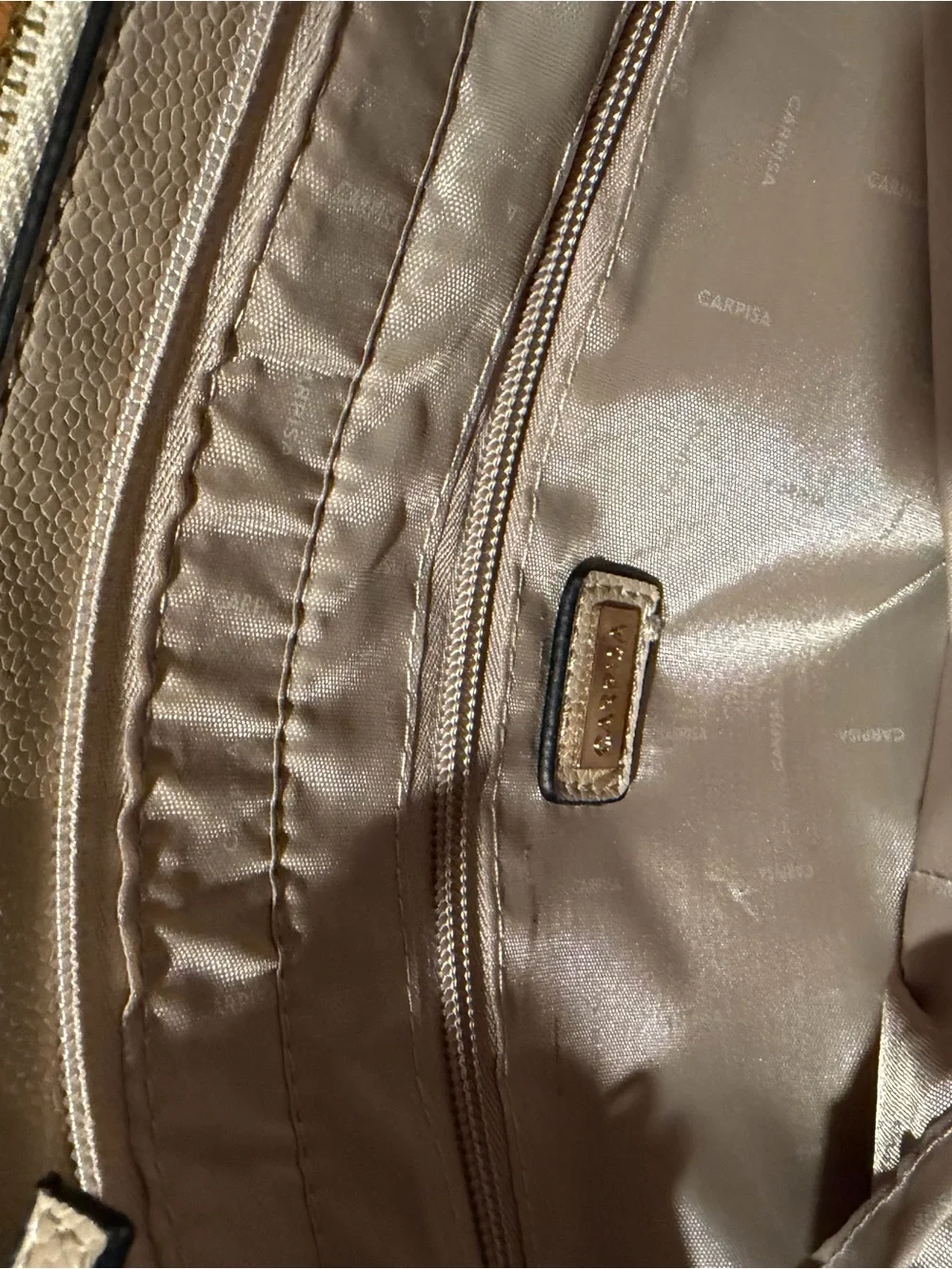 Structured Tan Satchel Handbag with Top Handles